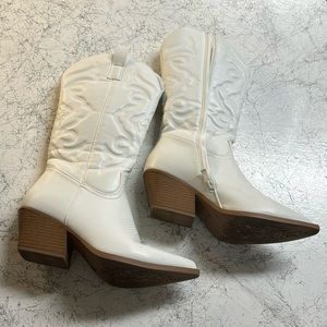 Top Moda White leather Cowboy boots, 9